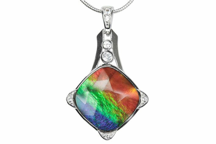Stunning Ammolite Cushion Pendant - Sterling Silver #380661